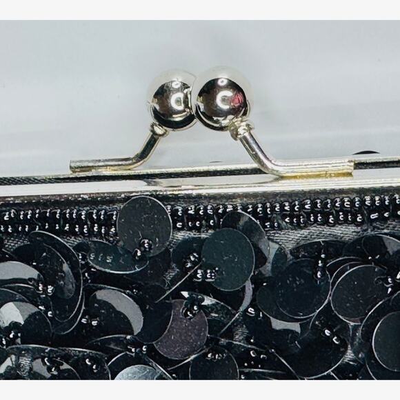 Vintage Clutch Large Beaded & Sequined Evening Bag - Hideable Metal Strap - Picture 4 of 8